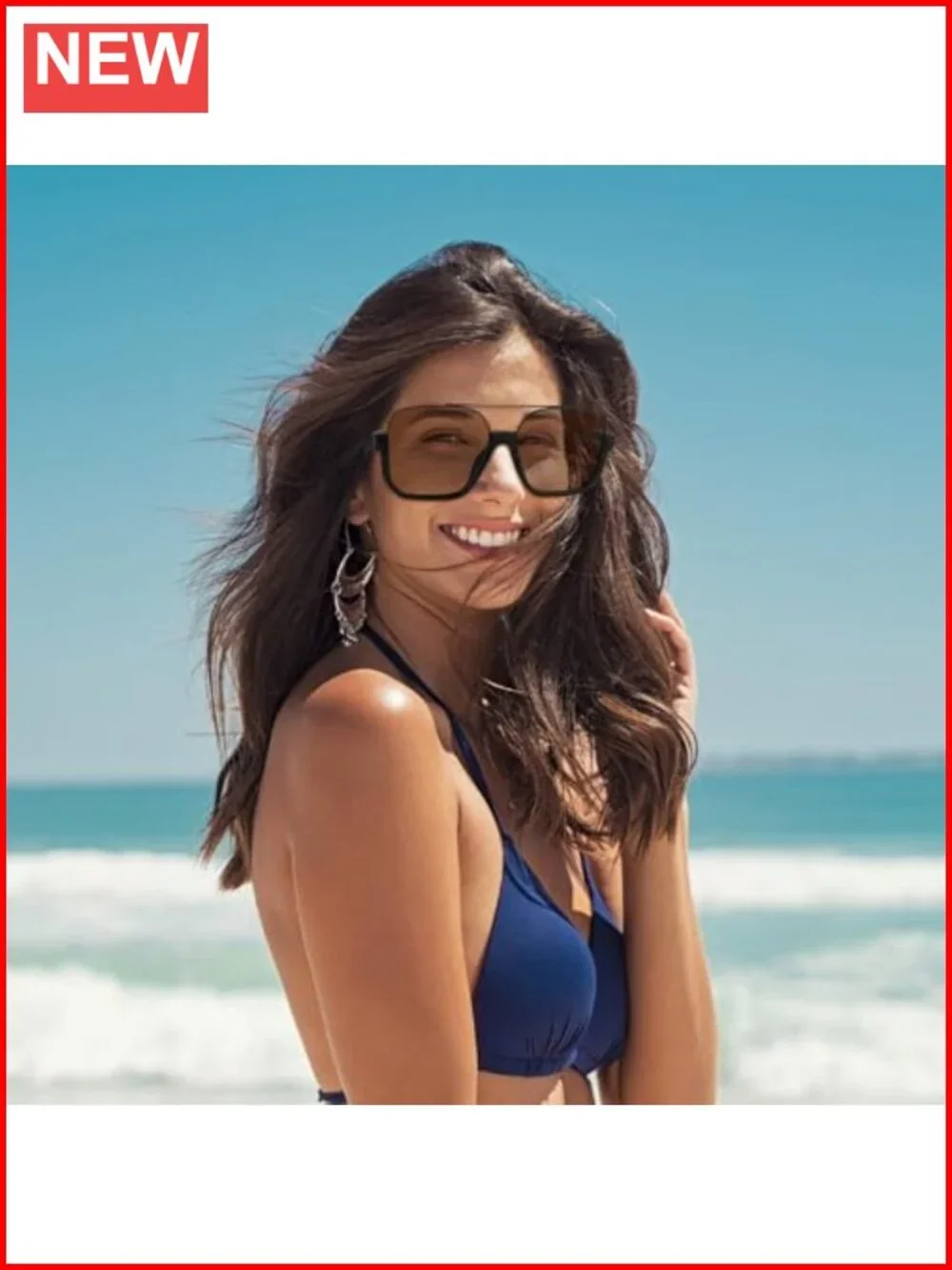 3 Pcs Retro Oversized Aviator Sunglasses Square Semi Rimless UV Protection
